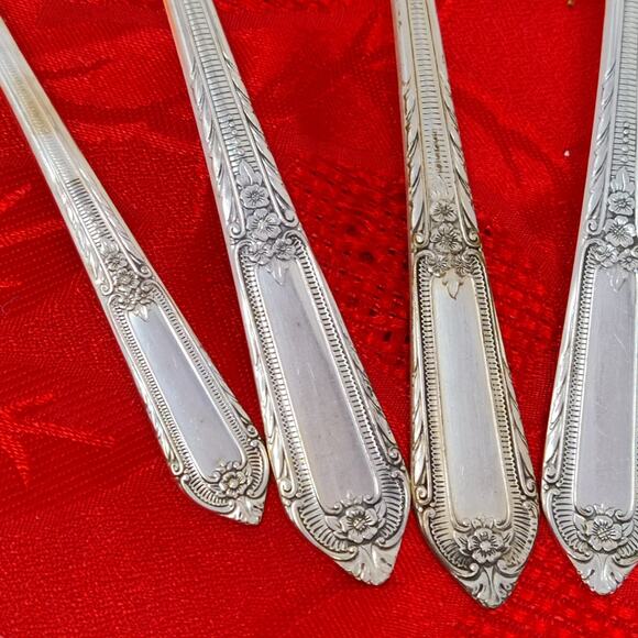 5X Serving Set COTILLION Rogers Vintage Silverplate Flatware IS Pie Spoons Sugar - Picture 8 of 8